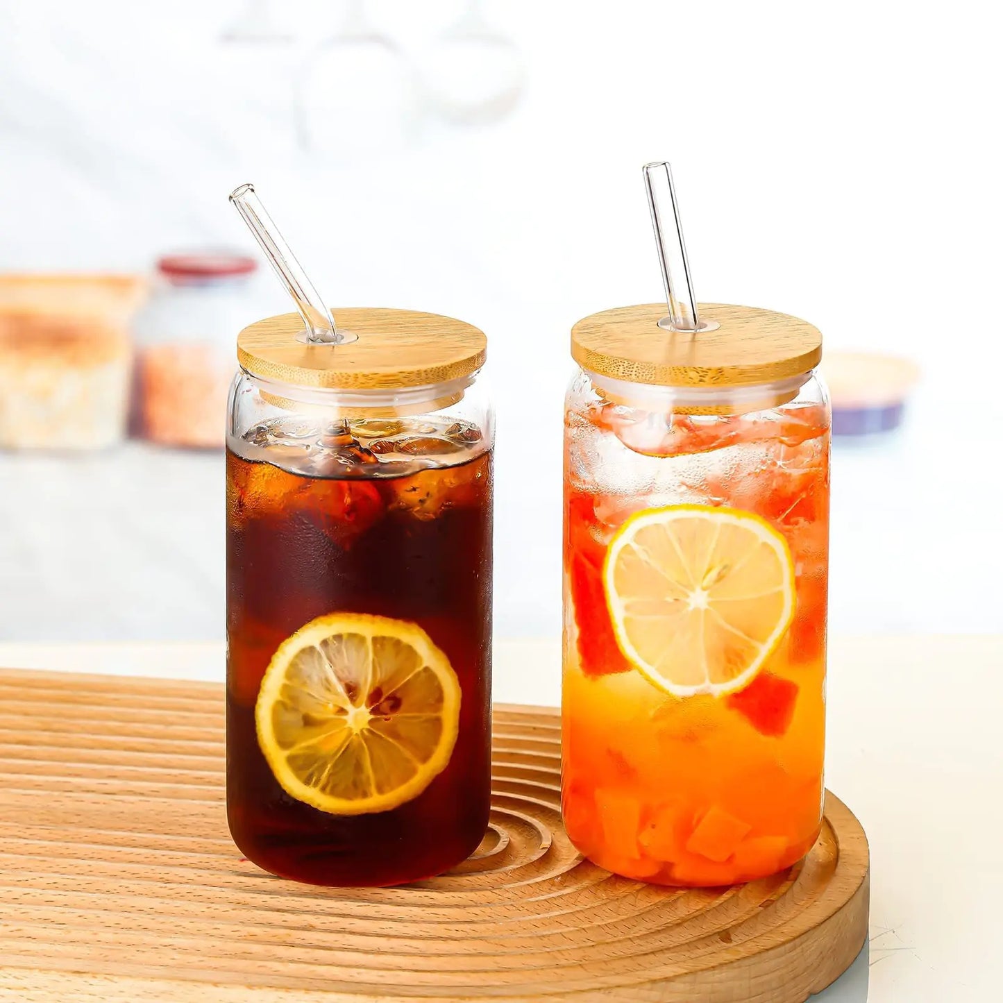 Mason Jar Cup Set with Lid and Straw for Drinks