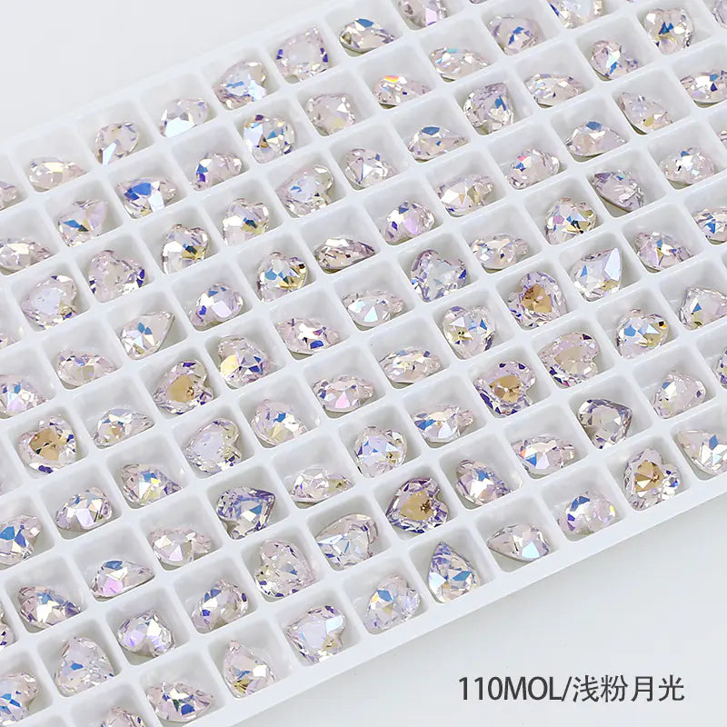 Colorful Crystal Heart-Shaped Nail Art Gems Wholesale