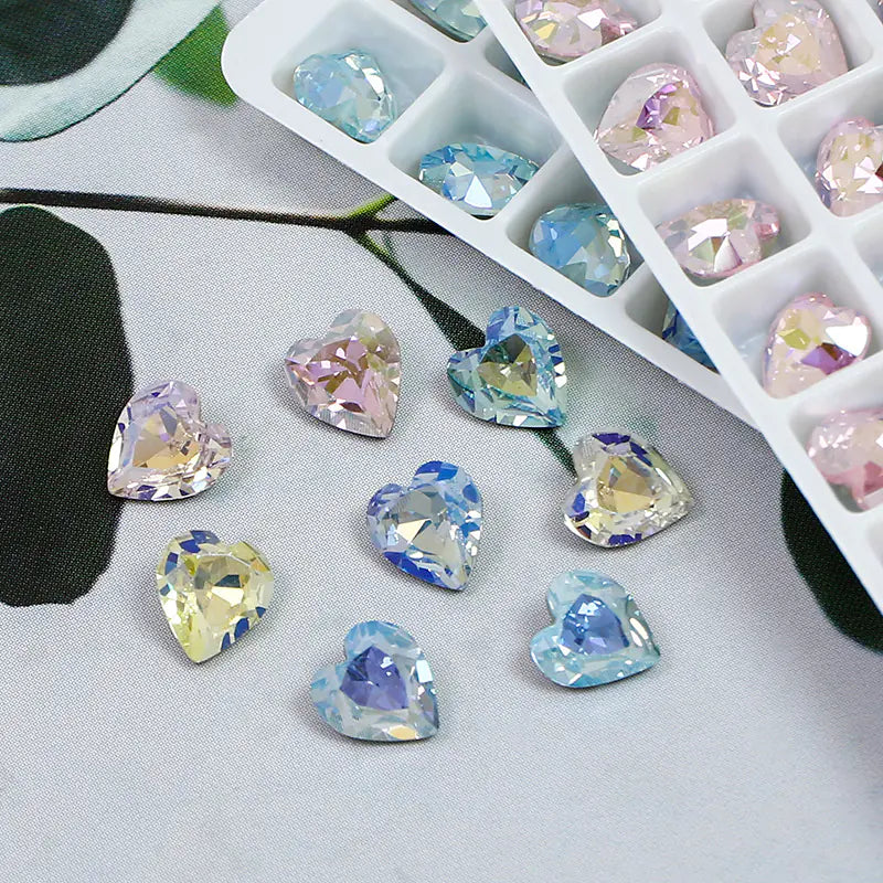 Colorful Crystal Heart-Shaped Nail Art Gems Wholesale