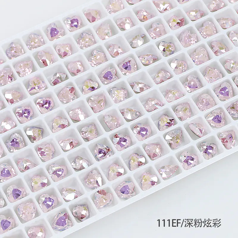 Colorful Crystal Heart-Shaped Nail Art Gems Wholesale