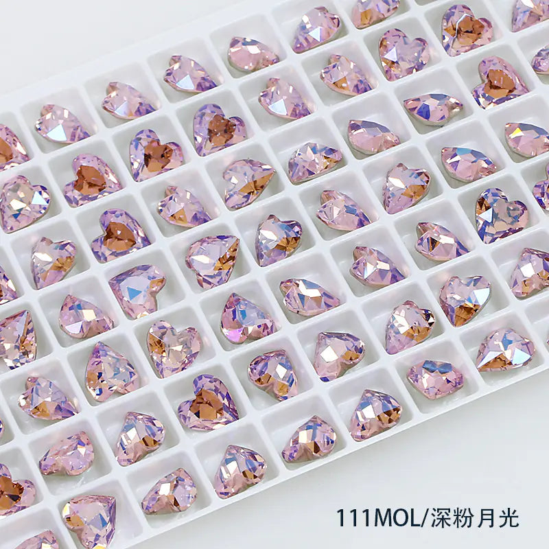 Colorful Crystal Heart-Shaped Nail Art Gems Wholesale