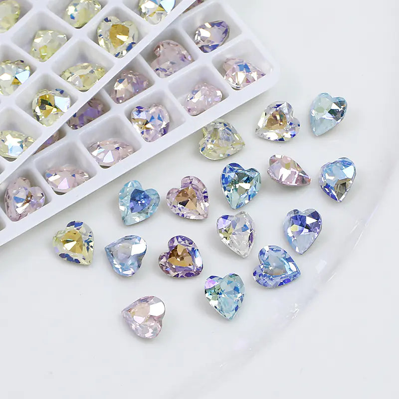 Colorful Crystal Heart-Shaped Nail Art Gems Wholesale