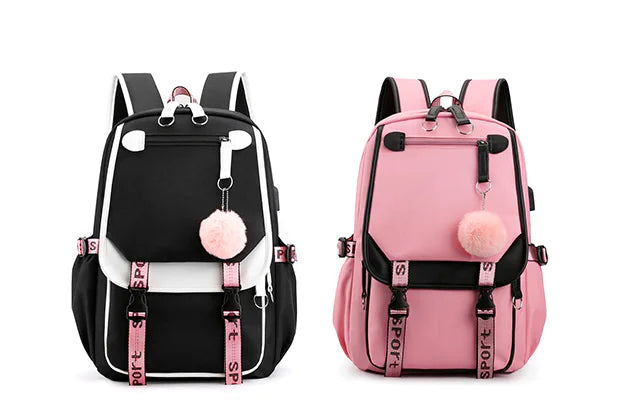 Teen Girls Backpack with USB Charging & Headphone Jack