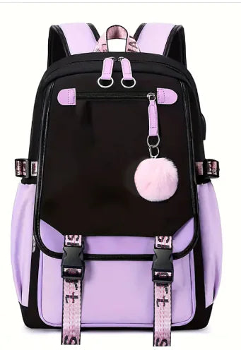 Teen Girls Backpack with USB Charging & Headphone Jack