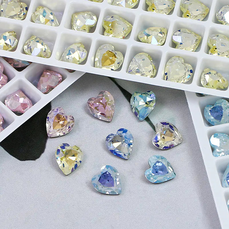 Colorful Crystal Heart-Shaped Nail Art Gems Wholesale
