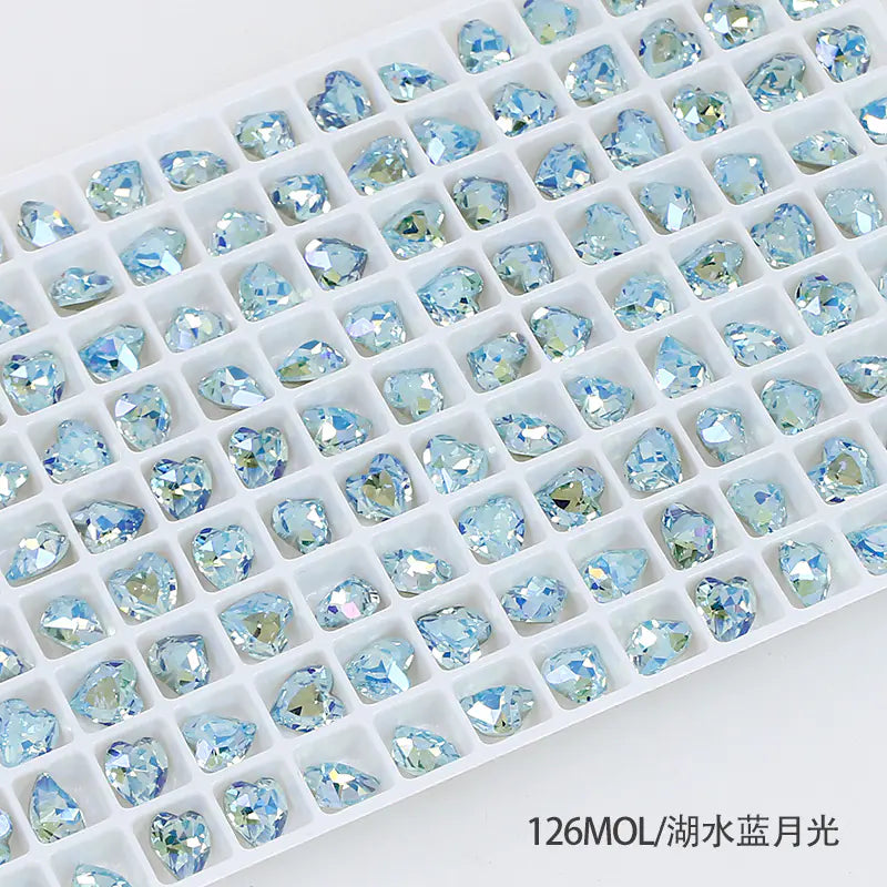 Colorful Crystal Heart-Shaped Nail Art Gems Wholesale